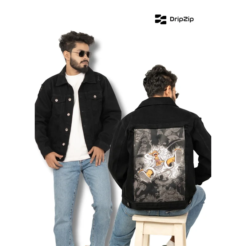 Black Denim Jacket - Luffy